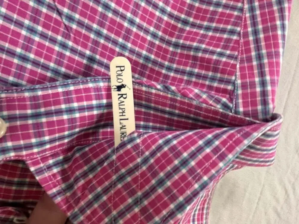 Lauren Ralph Lauren Classic Fit Pink Blue Plaid Dress Shirt 18 34/35 - Picture 6 of 7